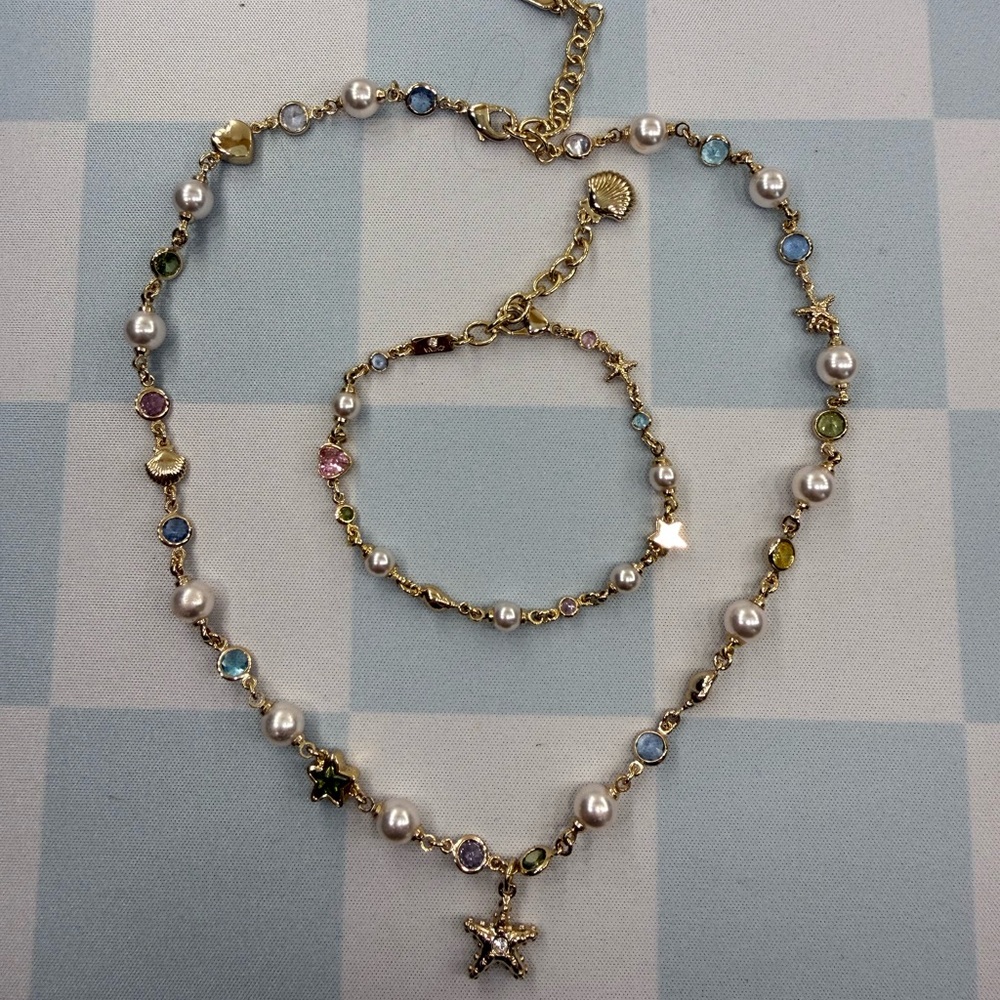 Coach Starfish Pearls And Beads Necklace & Seashell Pearls and Beads Bracelet